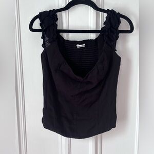 Women’s Reformation Granada Black Off the Shoulder Side Zip Top Size 12